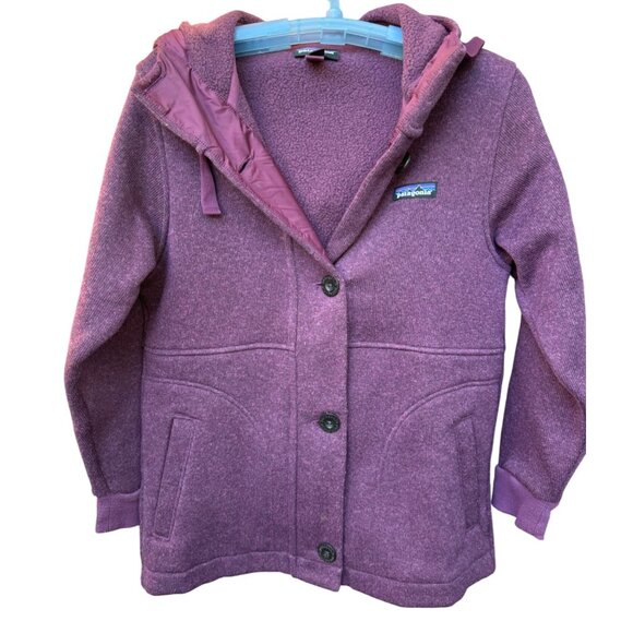 Patagonia Women's Hooded Jacket Size XSmall Wool Blend Purple - Picture 3 of 11